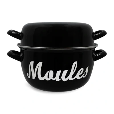 Image of Menastyl Pot 24 cm, 2.7L, Black Enameled Steel, Includes Lid, 1.29 kg, Hand Wash, for Baking