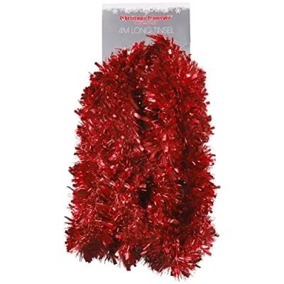 Image of Christmas Concepts® 4m Metre Chunky/Fine Tinsel Decoration (RED)