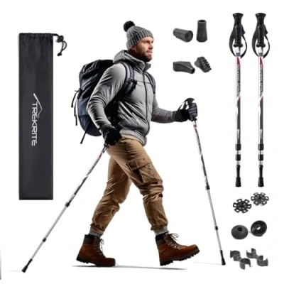 Image of Telescopic Power Walking/Hiking/Trekking Poles/Sticks Active Anti Shock Unisex with Accessories (2pc / pair/set) Trekrite