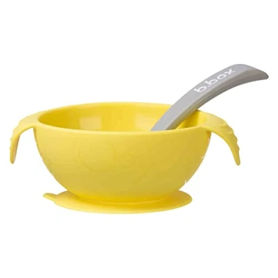 Image of b.box Lemon Sherbet Silicone Suction Bowl/Spoon Set of 1, Yellow