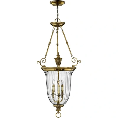 Image of Cambridge 3 Light Large Ceiling Pendant Polished Brass, E14