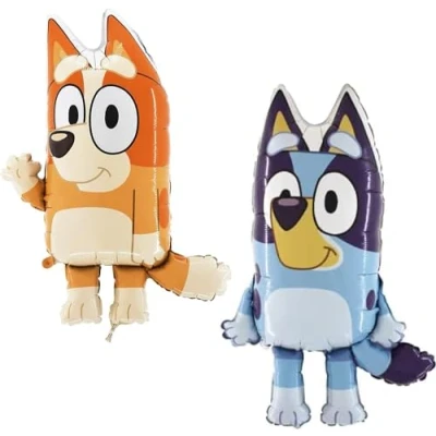 Image of Toyland® Pack Of 2 81cm (32&quot;) Bluey Foil Balloons 1 x &amp; Bingo Shaped Character