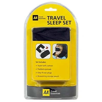 Image of AA Travel Sleep Set AA6042 Inflatable Neck Cushion, Eye Mask, Ear Plugs, Drawstring Bag Comfort in Car, Home, Train, Plane