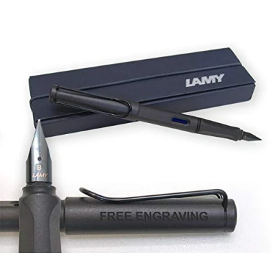 Image of LAMY Safari Fountain Pen Charcoal Matt Black 017 model + Box Engraving/personalised choose with or without Engraving, Matte (Broad Nib)