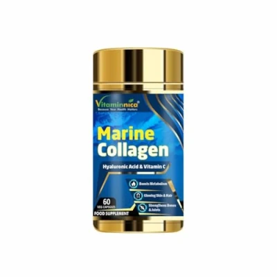Image of Vitaminnica Marine Collagen Capsules with Hyaluronic Acid &amp; Vitamin C Skin, Hair, Bones Joints 60