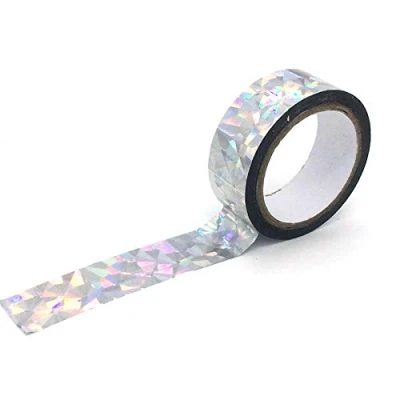 Image of Holographic Deterrent Reflective Scare Tape Rainbow Colored Masking Waterproof Adhesive Iridescent for DIY Craft