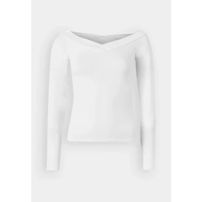 Image of Pieces Pcmaliva OFF Shoulder Vneck Long sleeved top, Women&#039;s, Size: XS, Bright white
