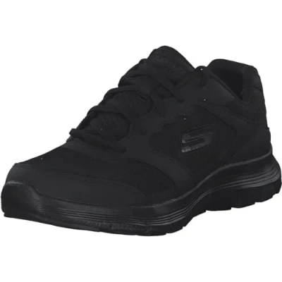Image of Skechers Men&#039;s Flex Advantage 4.0 Sneaker, Black Leather Mesh Pu Trim, 11 UK