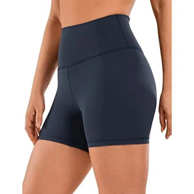 Image of CRZ Yoga Women&#039;s Naked Feeling 4&#039;&#039; Gym Shorts High Waisted Cycling Workout Running Spandex Navy 8