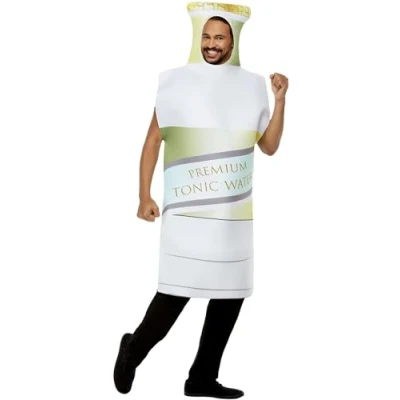 Image of Smiffys Tonic Bottle Costume, White All In One, Funny Fancy Dress, Food/Drink Dress Up Costumes