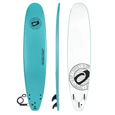 Image of Osprey Foam Surfboard Soft Foamie Complete with Leash and Fins, Mint, 9.3 ft