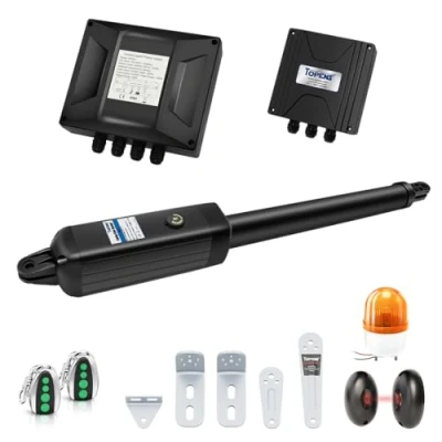 Image of TOPENS A8131 Single Swing Gate Opener Heavy Duty Automatic Motor for Gates Up to 5.5m, Electric Driveway Operator AC Powered with Remote Control, Beacon and Photo Sensor