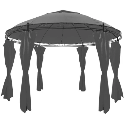 Image of vidaXL Gazebo with Curtains Round 3.5x2.7 m Anthracite