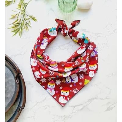 Image of Snowflake Snowman Christmas Dog Bandana S/M