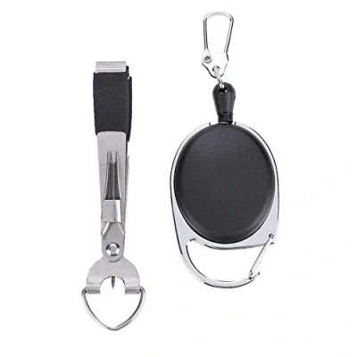 Image of Keenso Zinger Retractor &amp; Fishing Line Zipper, Stainless Steel Multi functional Fly Quick Knot Tool Cutter Clipper Nipper Tackle