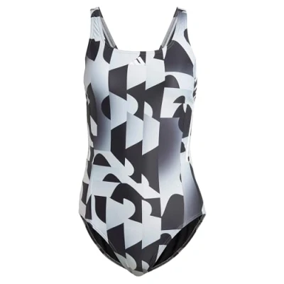 Image of adidas Women 3 Stripes Graphic Swimsuit, 32&quot;