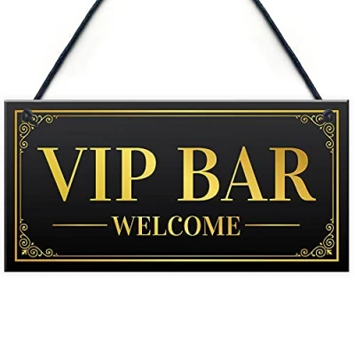 Image of RED OCEAN Welcome Vip Bar Signs For Home Hanging Pub Decor Garden Plaques