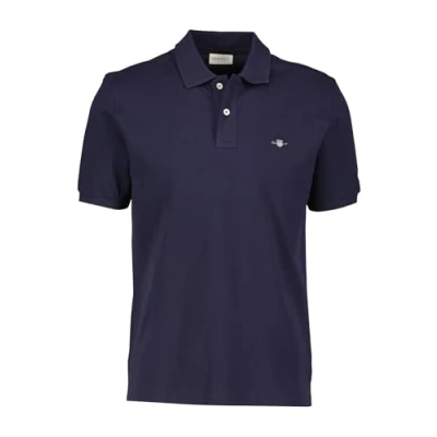Image of Gant Mens Regular Fit Embroidered Archive Shield Polo Dark Blue Size 3XL