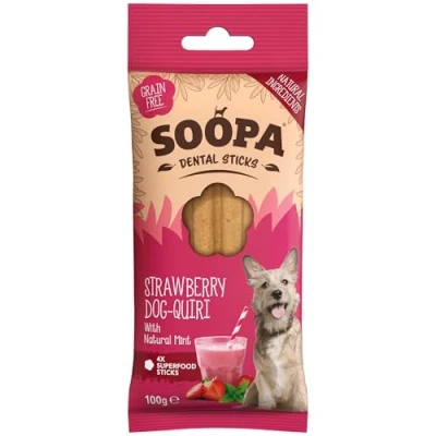 Image of Soopa Strawberry Dog Quiri Dental Sticks 100g