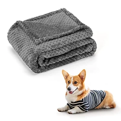 Image of Nobleza Dog Blanket 100x80cm Fluffy Fleece Pet Blankets for Cat Puppy Washable Soft Warm Kitten Sleep Mat Bed Pad Grey