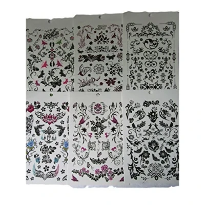 Image of Fat catz copy One Book of 6 Sheets Ladies Girls Black Celtic Tribal Butterflies flowers vines style Temporary Tattoos #2