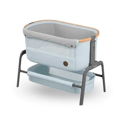 Image of Maxi Cosi Iora Co Sleeper Crib, Foldable Baby Bedside 06 Months, max 9 kg, 4 Incline &amp; 5 Height Positions, Easy Slide, Comfortable Mattress, Large Basket, to Carry, Essential Grey