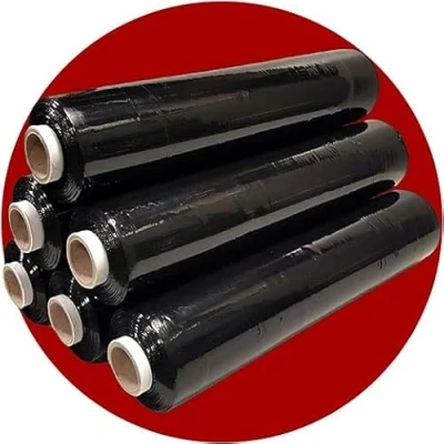 Image of Multi Use Strong 6 Black Pallet Wraps Tear Resistant Water &amp; Moisture Proof Stretch Shrink Wrap High Quality Easy to 400mm x 250m