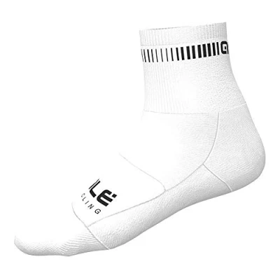 Image of Alé Cycling Logo Q Skin 12cm Socks, White/Black, Large (EU 44 47)
