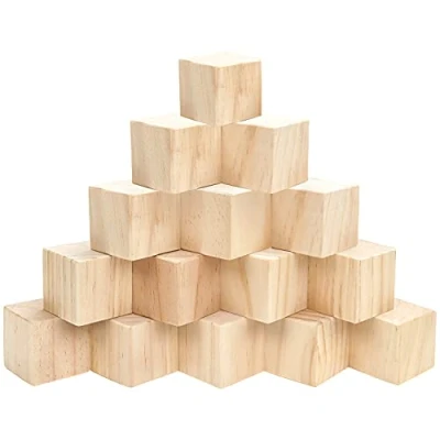 Image of BELLE VOUS 15 Pack Large Wooden Cubes 5 x 5cm (2 2 inch) Wood Unfinished Pine Blocks Educational Craft for DIY, Stamps, Art &amp; Crafts, Puzzles, Numbers