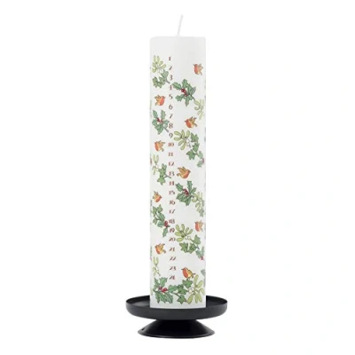 Image of Alison Gardiner Holly and Ivy Wax Christmas Advent Pillar Candle 50 Hours Burn Time 4.5 cm x 25.5