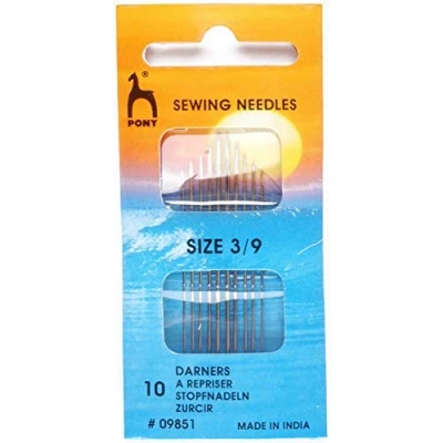 Image of Pony Gold Eye Sewing Needles: Darners Size 3 9, Multi Colour