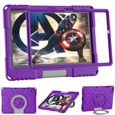 Image of Kids Case for Samsung Galaxy Tab A9 Plus 11 inch 2023 with Screen Protector, Mansiruyi Shockproof A9+ Tablet Handle Stand (SM X210/X216/X218) Purple