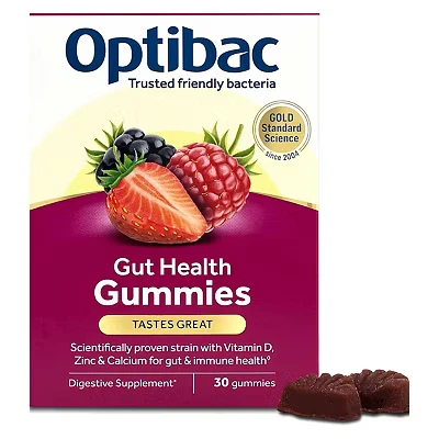 Image of Optibac Probiotics Gut Health Gummies Vegan Digestive Probiotic Supplement with Vitamin D, Zinc &amp; Calcium for Immune Support 5 Billion Bacterial Cultures 30