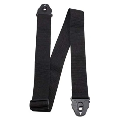 Image of Perri’s Leathers Ltd. Guitar Strap Nylon Lock End Black Adjustable For Acoustic/Bass/Electric Guitars Made in Canada (NWSPL 7157)