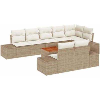 Image of Vidaxl Garden Sofa Set 9 pcs Beige, white 55 x 37 cm
