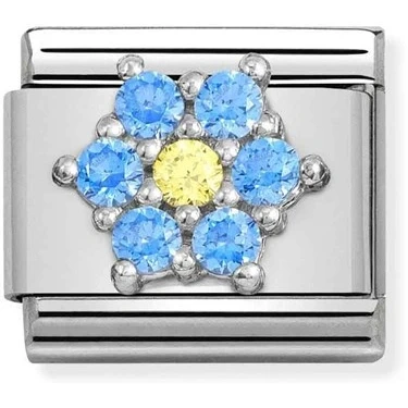 Image of Nomination Blue + Yellow Crystal Flower Charm