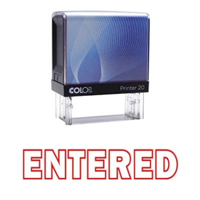 Image of Entered Self Inking Rubber Stamp Custom Colop Office Stationary P20 Mini Stamper