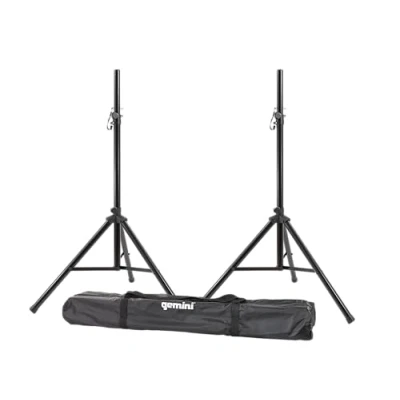 Image of Gemini ST Pack 2 Tripod Speaker Stands Carrying Case Steel (Black)