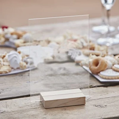 Image of Ginger Ray &#039;A Touch of Pampas&#039; Acrylic Table Sign 15cm x 21cm, Brown