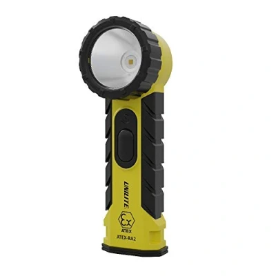 Image of Unilite ATEX RA2 Prosafe Zone 0 Intrinsically Safe CREE LED Right Angle Torch IP54 350 Lumen 4 x AA Batteries 6.5 to 13 Hours Run Time