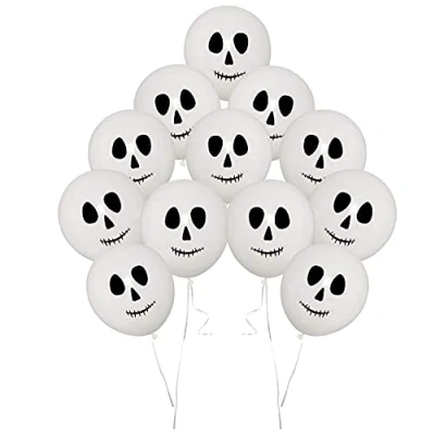 Image of AKH® 15 Halloween Balloons 11&quot; / 28cm Latex Skeleton Balloon Pumpkin Ghost Skull Party Decoration Supplies Trick Or Treat Scary Fun Style