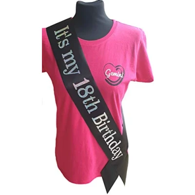Image of Gemini Ribbons It&#039;s my 18th Birthday Sash Holographic Party Womens Mens Gift