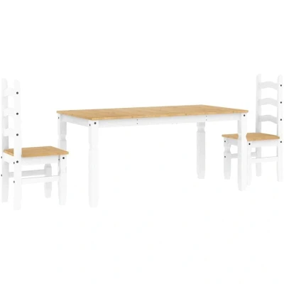 Image of vidaXL 3 Piece Dining Set Panama White Solid Wood Pine