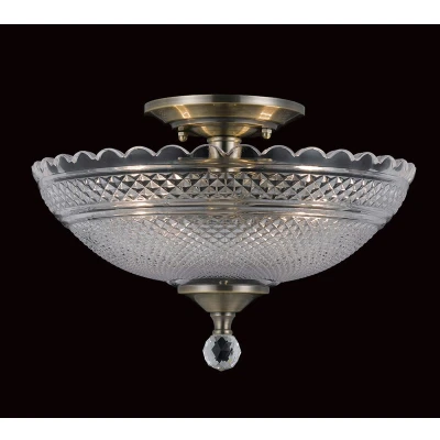 Image of Dallas Antique Brass Bowl Semi Flush Ceiling Light