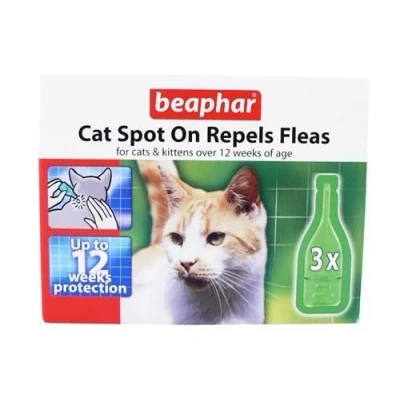 Image of (2 Pack) Beaphar Cat Flea Spot On 12 Weeks Protection