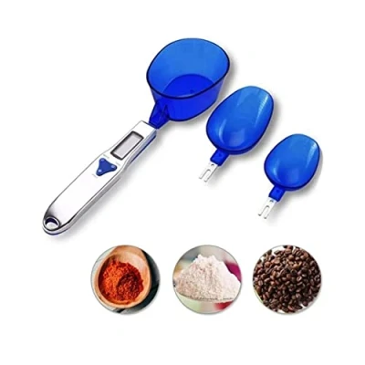 Image of Raguso Portable Accurate Electronic Digital Cup Spoon Scale Weight 500/0.1g Kitchen Scales Measuring Tool Blue Fit Milk Tea Flour Spices Medicine for Home