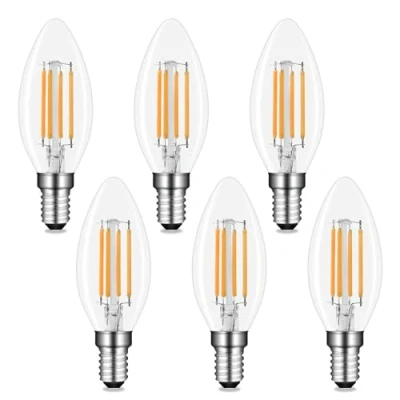 Image of Akynite C35 E14 LED Candle Bulbs 4W Cool White 6000K, 400LM, Equivalent 40W, AC 220V, SES Small Screw Light Bulb for Chandelier, not dimmable, 6pcs