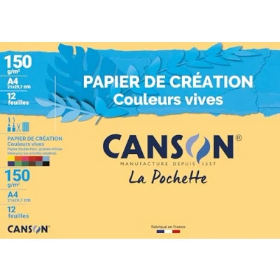 Image of Canson 34135 Colorline Fine Grain Drawing Paper Bright A4 150 g (Pack of 12) White