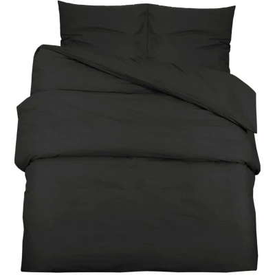 Image of vidaXL Duvet Cover Set Black 155x220 cm Light weight Microfiber
