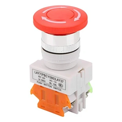 Image of Mushroom Emergency Stop Push Button Switch 22MM Mount Self Locking Pushbutton LAY37 11ZS 5A 220V Red, Buttons and Indicators